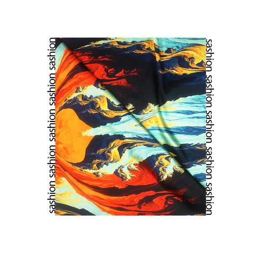 SASHION Silk Satin Scarf – Fractal Radiance